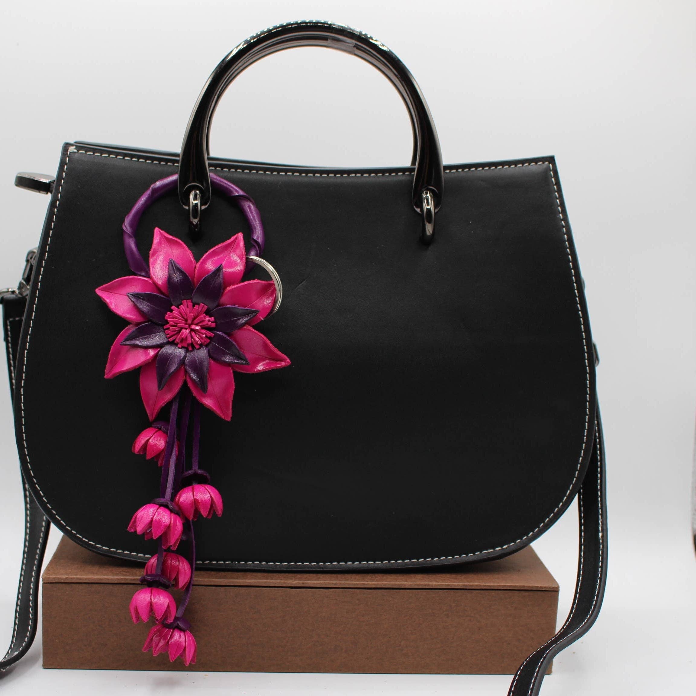 Sunflower Handmade leather inc - Wholesale Purse Hook/Hanger - Women's - Leather flower key chain bag charm purse charm5