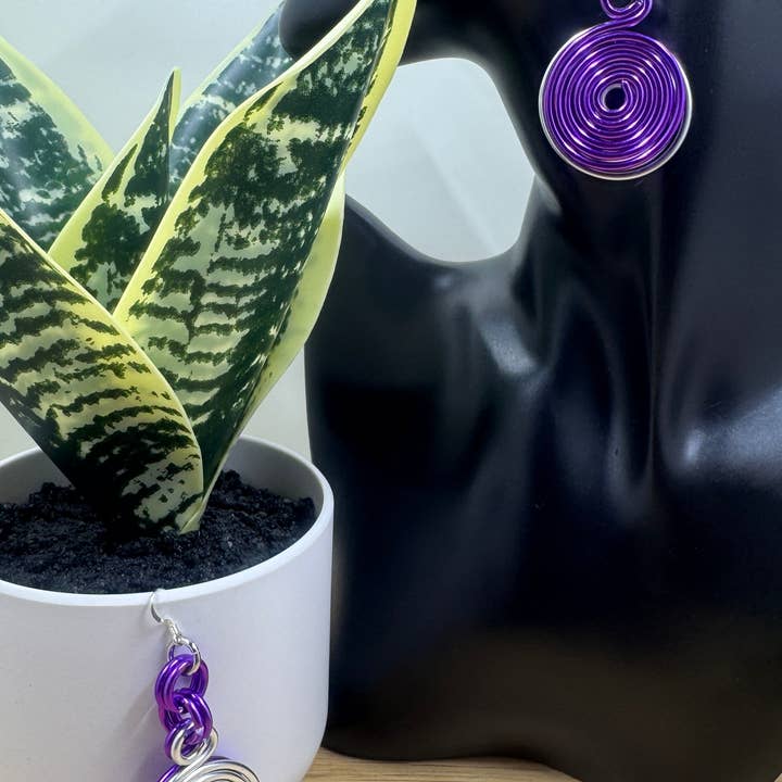 Jewelry With Me – wholesale Hängande örhängen – Silver- och lila dubbla skivörhängen med örkrokar i sterlingsilver2