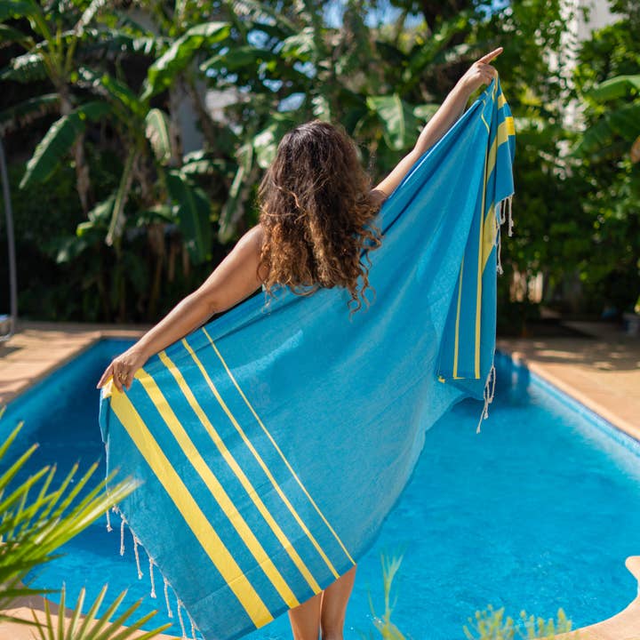 Foutas de Tunisie By Le Comptoir Paris - Wholesale Beach Towel - MYKONOS beach towel / fouta decor 1m x 2m - 100% cotton4
