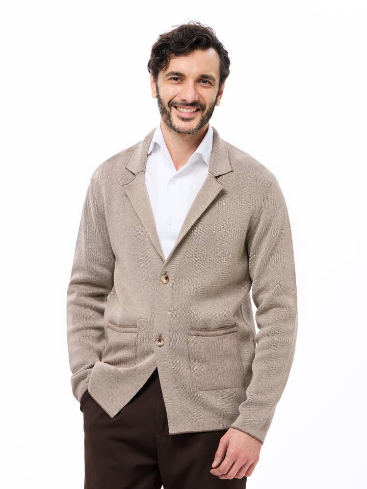 2-Knops Textuur Gebreid Vest voor wholesale door Luchiano Visconti