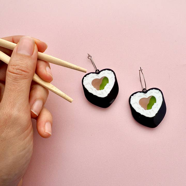 Sushi Heart California Roll earrings for wholesale by Rosamond Street