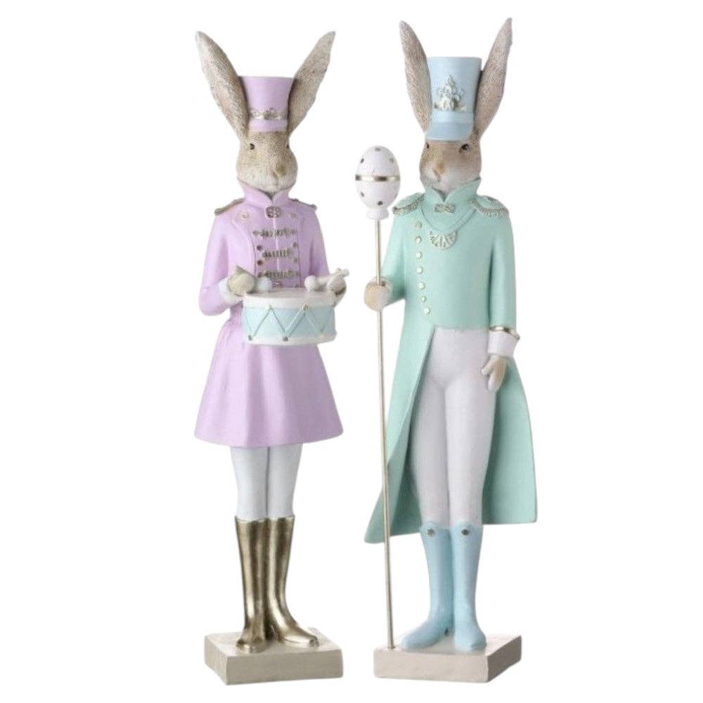 RC Home Decor - Wholesale Decorative Figurine - 17" Pastel Easter Bunny Nutcracker Figurines – Decorative Spring Soldier Set of 20