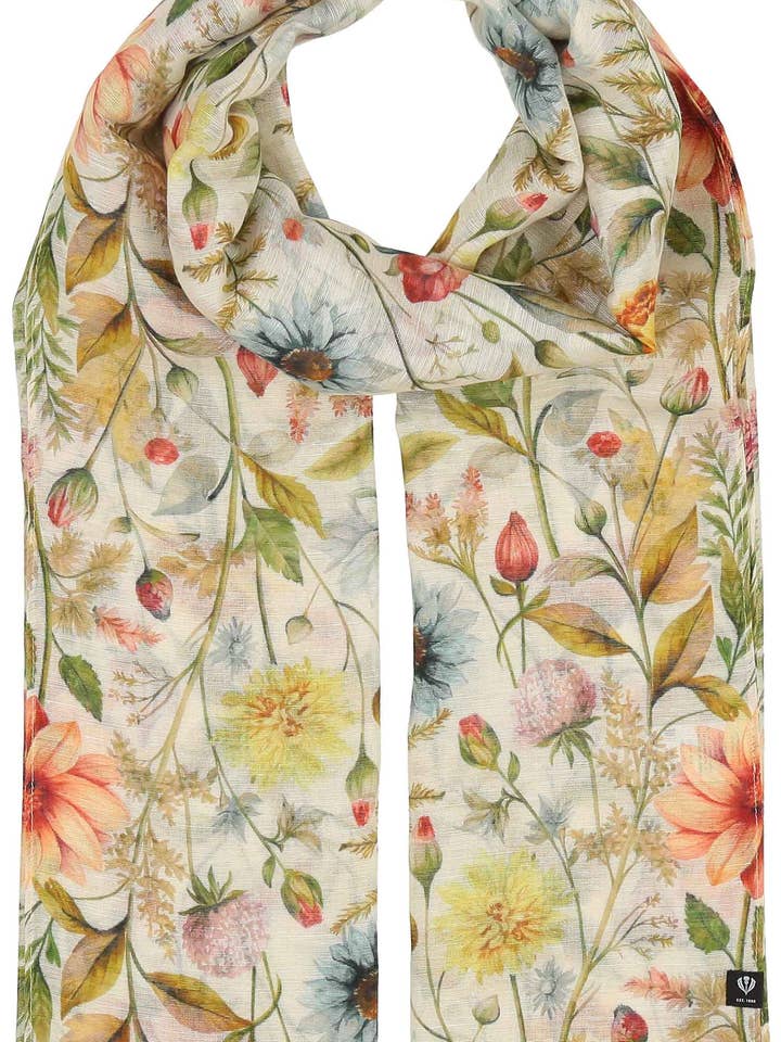 Vintage Floral Hemp Cotton Scarf for wholesale by FRAAS - The Scarf Company