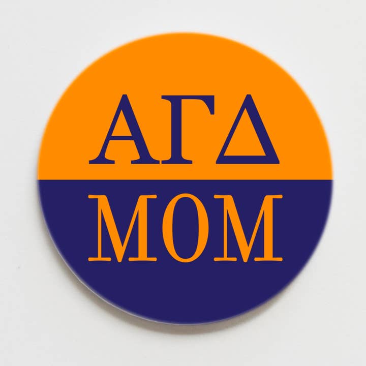 Good Vibez Collegiate - Wholesale Lapel Pin/Button - Alpha Gamma Delta Mom Gameday Button - 2.25 inch