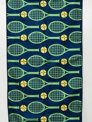 Small Tennis/workout Towels, Racquets on Blue Tennis for wholesale by Clutch Towels