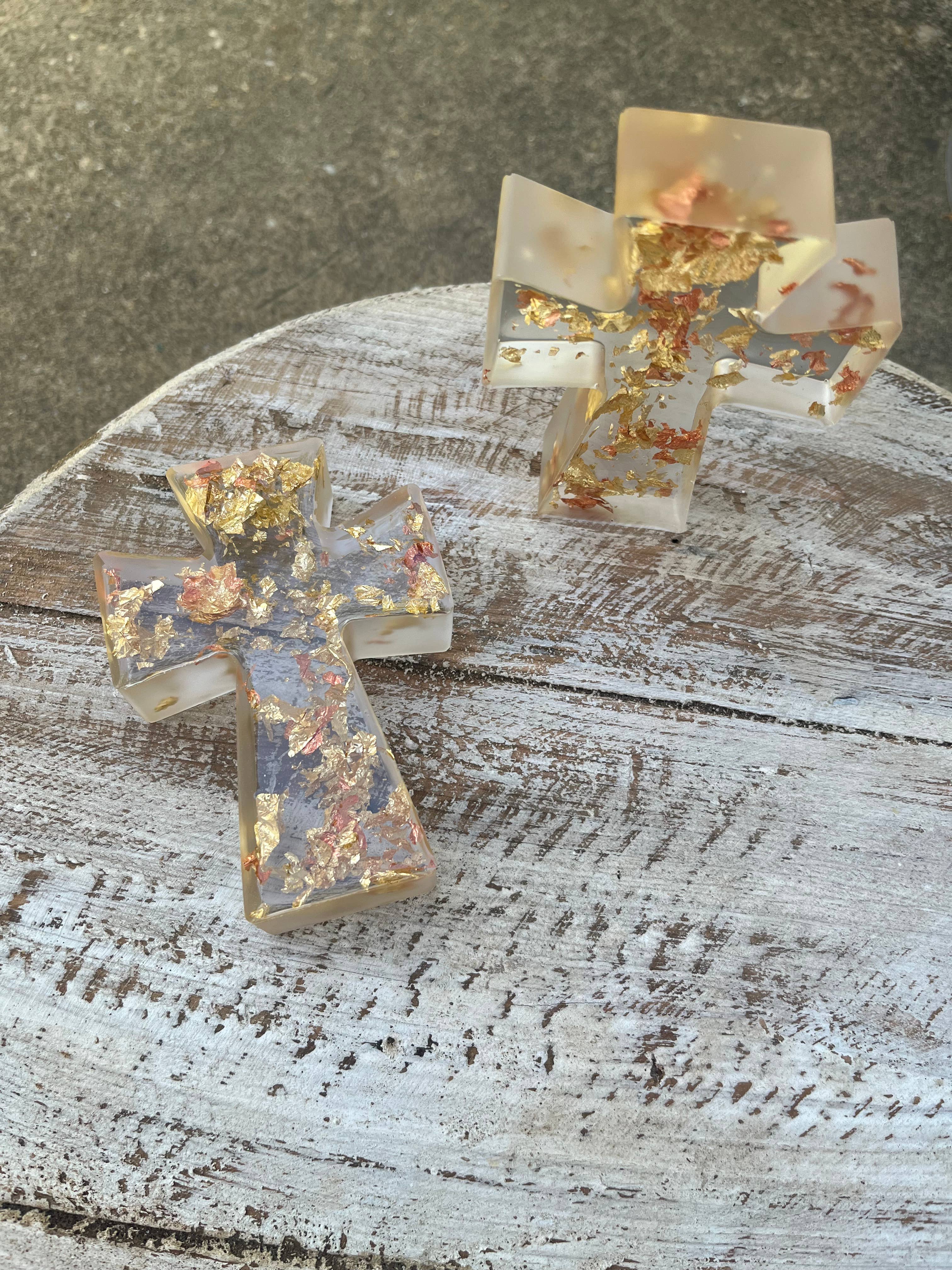 Mae Mae's - Wholesale Decorative Tabletop Object - Gold/rose gold cross 3