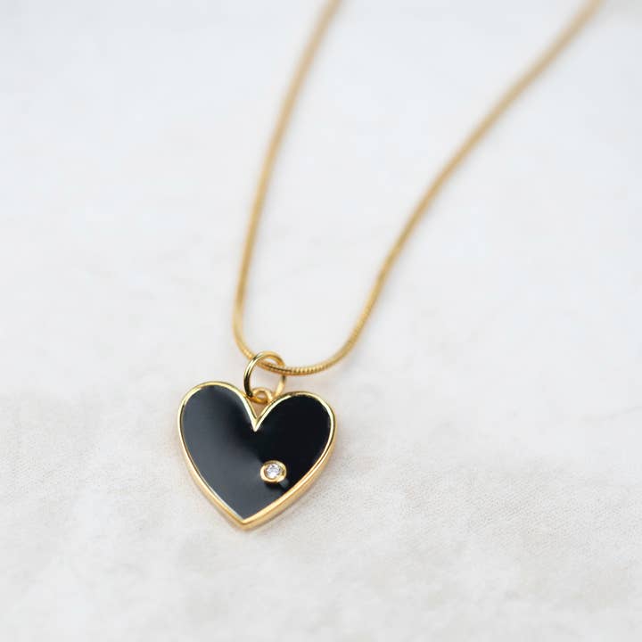 Black Heart Necklace for wholesale by Pearl & Queenie