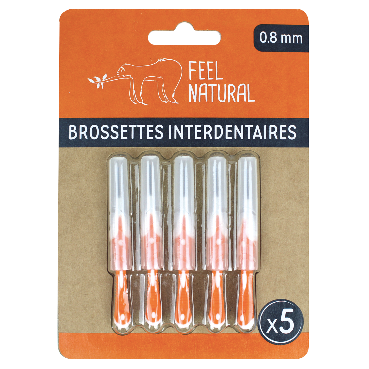 FRENCH TENDANCE - Vente Cure-dents - Lot de 5 brossettes interdentaires 0,8 mm - Feel Natural0