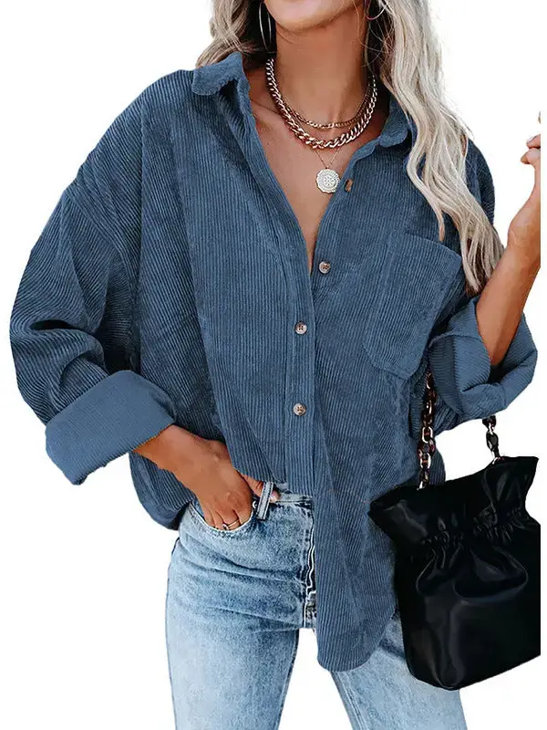 Lovesoft – wholesale Buttoned-down shirt – Women's – Women's Casual Loose Fit Corduroy Button-Down Shirt15