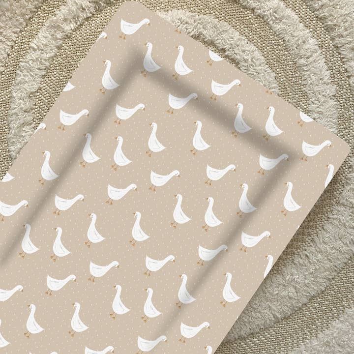 Baby Changing Mat | White Goose Unisex Print | Handmade UK for wholesale by Bobbin and Bumble - Baby Changing Mats