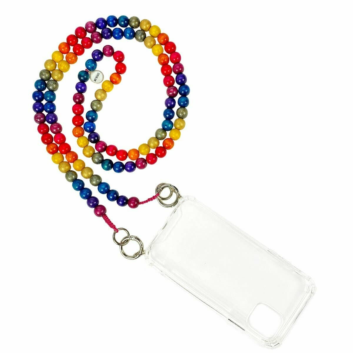 Escapulario - Wholesale Keychain Bracelet - Rainbow mobile phone necklace made of wooden beads1