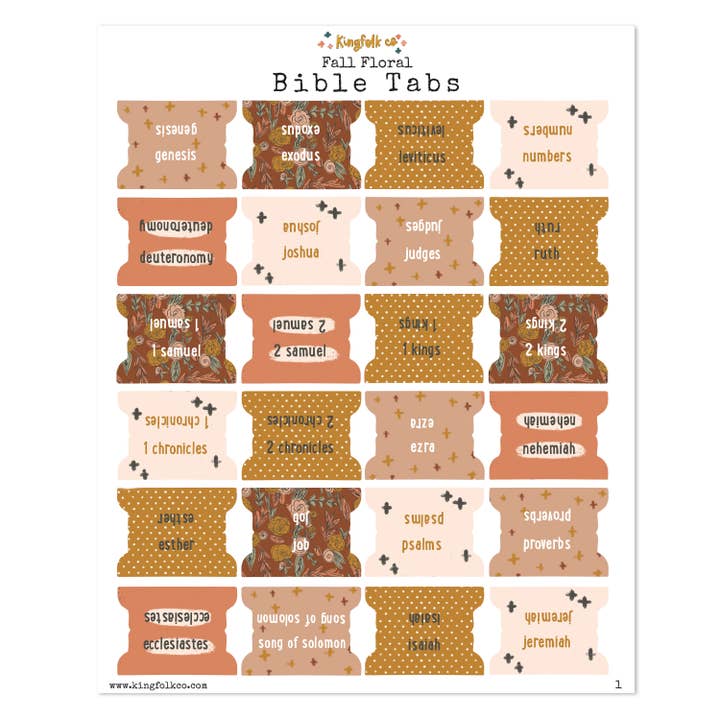 Fall Floral Bible Tabs for wholesale by Kingfolk Co