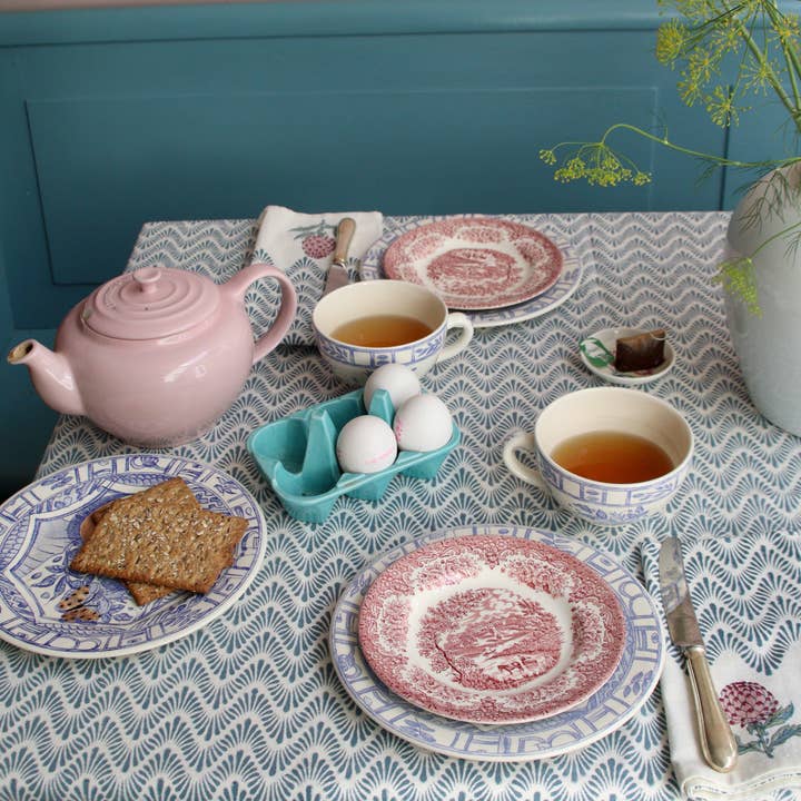 Rozablue - Wholesale Tablecloth - Handblockprinted Tablecover | Waves Blue2