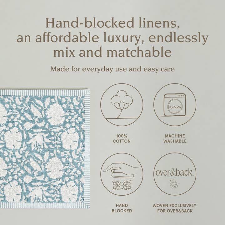 over&back - Wholesale Placemat - Artisan Hand-Blocked Placemats – 100% Cotton – Set of 444