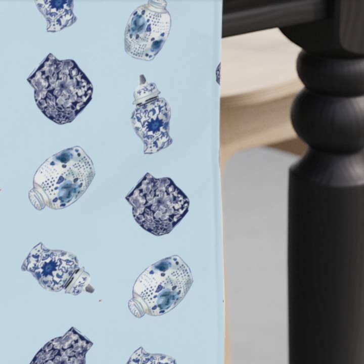 Blue and White Ginger Jars light blue Paper Table Runner for wholesale by Hey Y'all Party