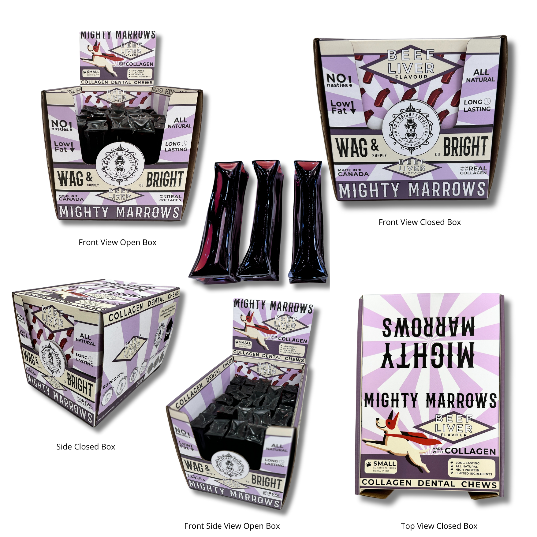 Wag & Bright Supply Co. – Couro/osso para cão - Cão por atacado – Mighty Marrows Colagénio Mastigável para Dentes - Fígado de Vaca - 3 Tamanhos7