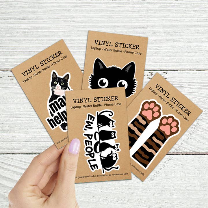 Coastal Creators of Connecticut - Wholesale Sticker - Cat "Ew People" Laptop, Phone, Bottle Sticker