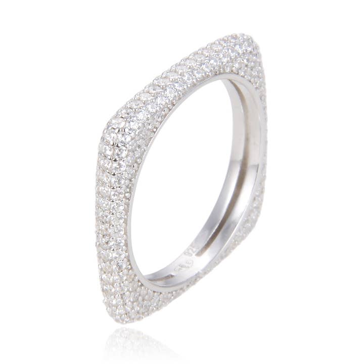 Firkantet Pavé Vielsesring for engroshandel hos ELLA JEWELS PARIS