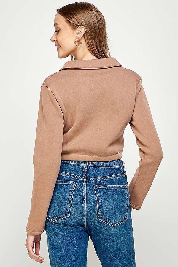 BAGE TAUPE FT47659L - SKJORTE FLEECE PULLOVER TOP for engroshandel på Faire2