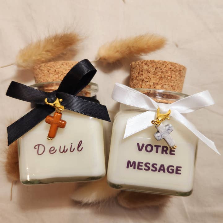 Bougie - Votre message - Deuil -90 g pour la vente par MAMIE CANDLE
