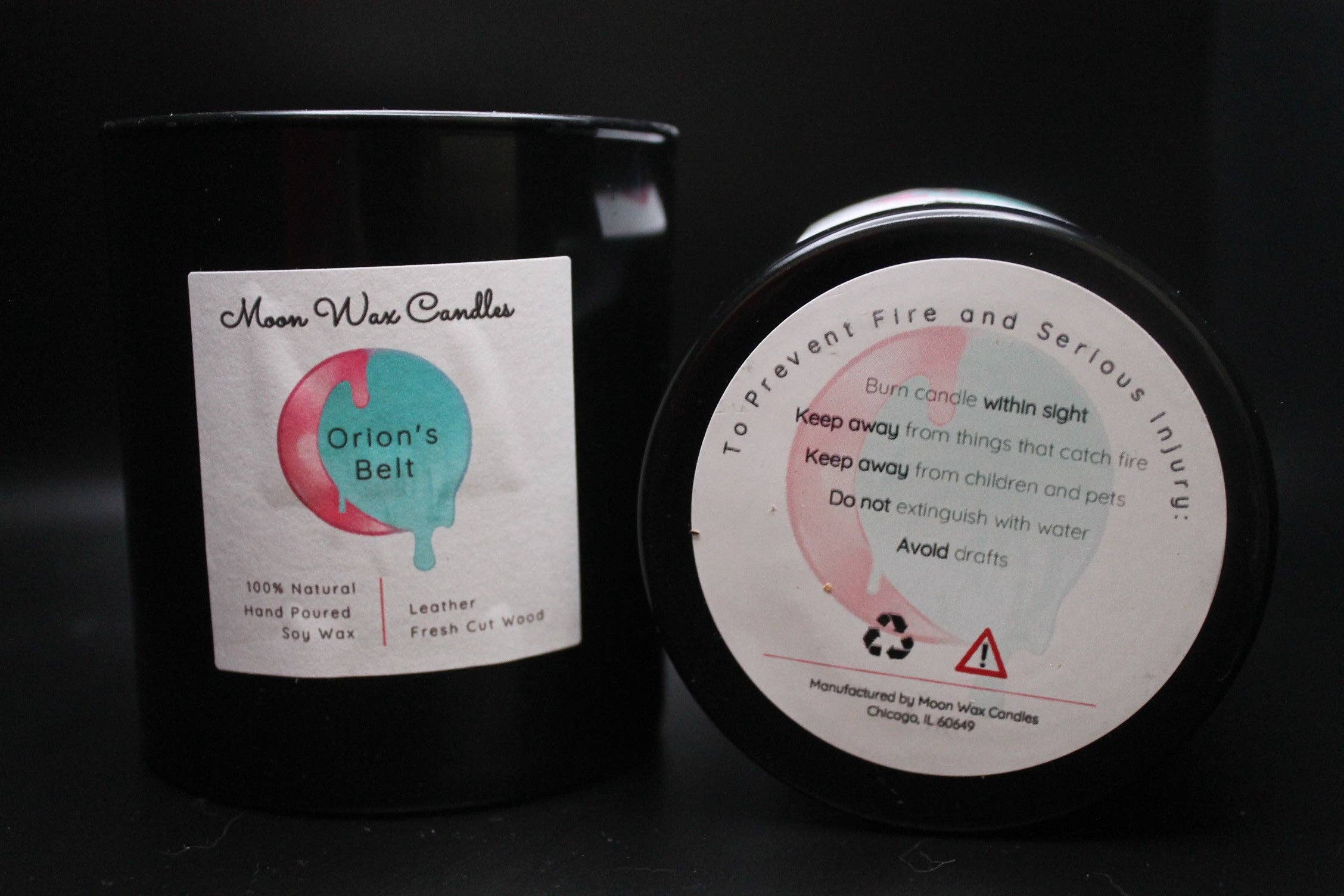 Moon Wax Candles - Wholesale Jar/Filled Candle - Orion's Belt Candle - Leather + Fresh Cut Wood2