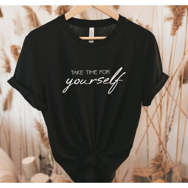 Camiseta estampada TAKE TIME FOR YOURSELF por atacado de Shamaim
