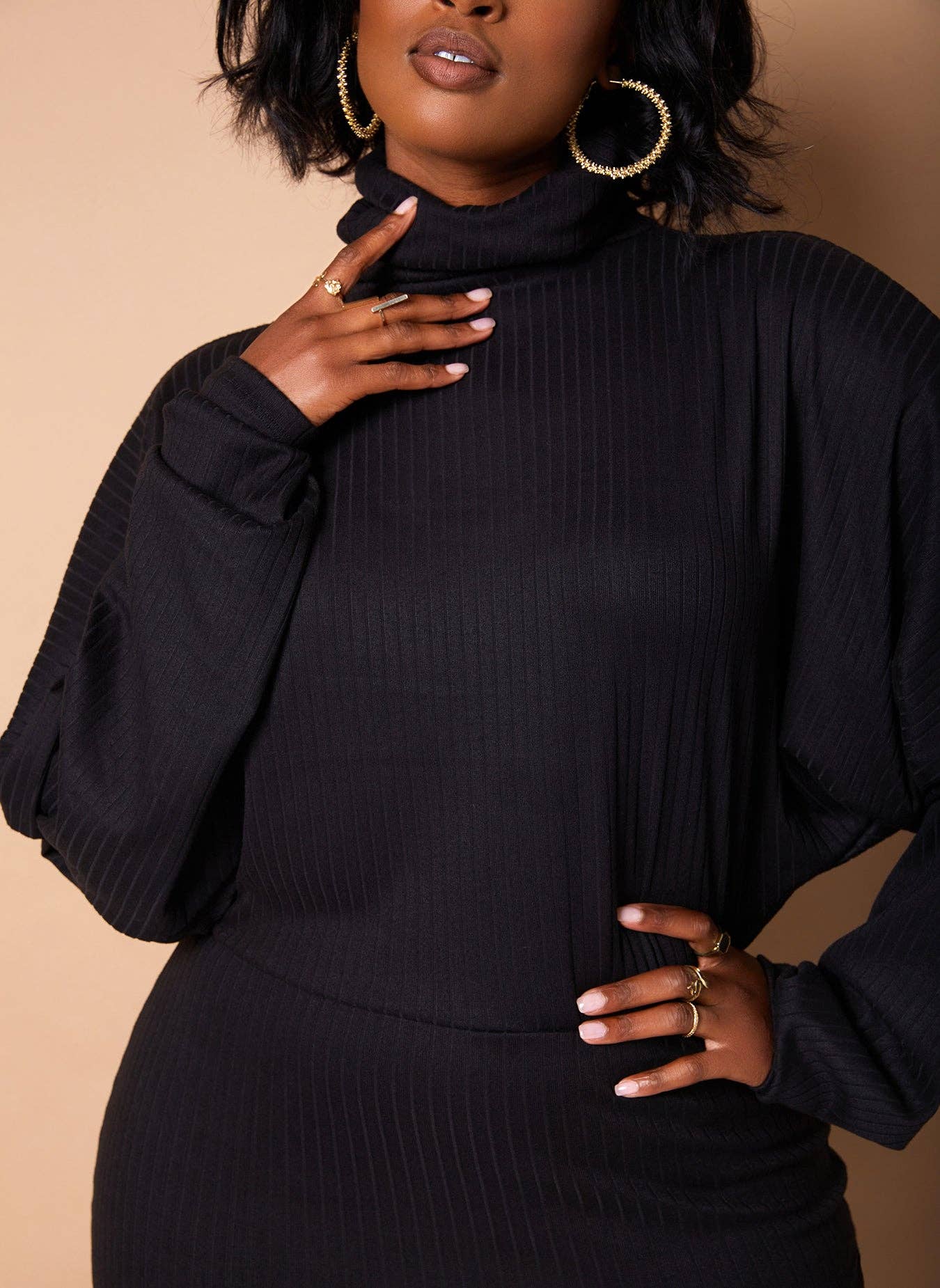 Nero Abito Midi Oversize a Coste Lose Control in vendita all'ingrosso su Faire4