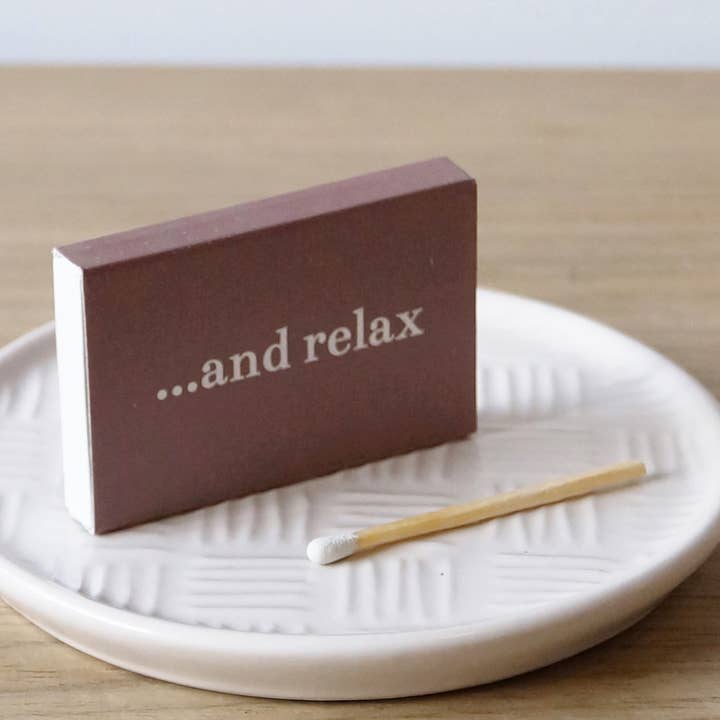 '...and relax' matchbox – statement matches for wholesale by wick + wonder