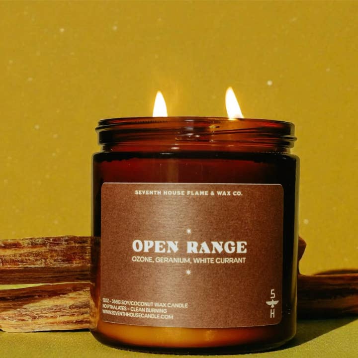 OPEN RANGE - Ozone, Geranium & White Currant Candle for wholesale by Seventh House Candle