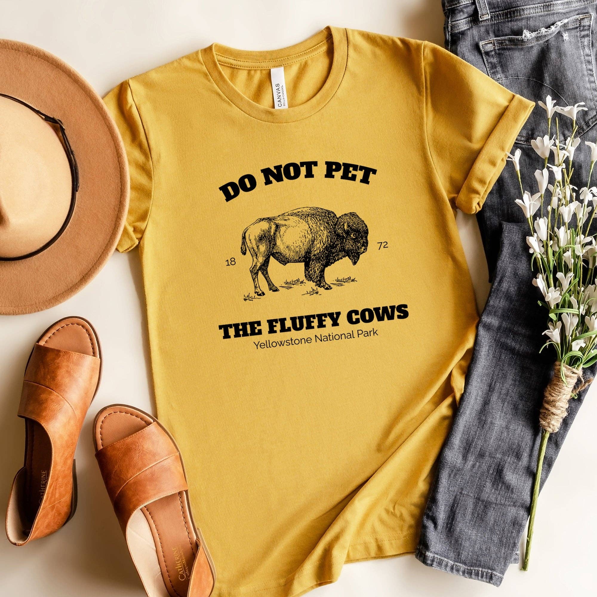 Olive And Ivory Wholesale - Wholesale Screen Printed T-Shirt - Women's - Yellowstone Fluffy Cows | Short Sleeve Crew Neck3