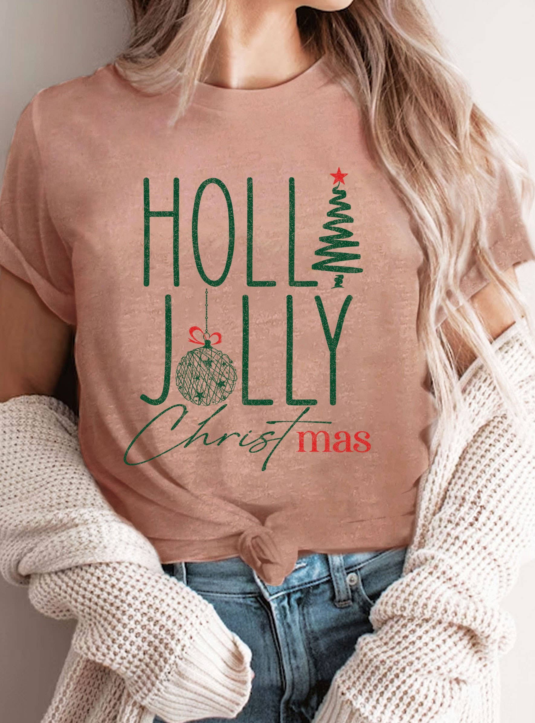 Rustee Clothing - Wholesale Screen Printed T-Shirt - Women's - HOLLY JOLLY CHRISTMAS TREE GRAPHIC TSHIRTS4