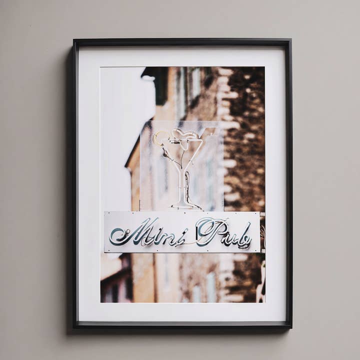 Neon Pub Sign – Menton, France | Wall Art Print for wholesale by Lisa Russo Fine Art