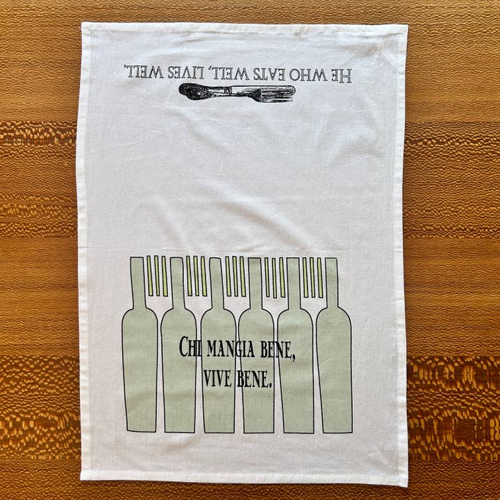 Mangia Bene Dish Towel for wholesale by Jump That Moon