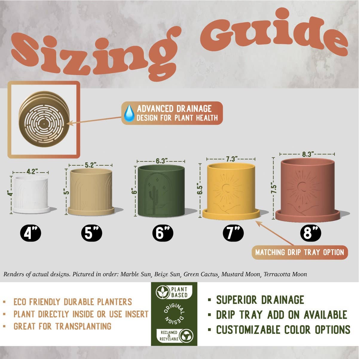 Rosebud Homegoods - Vente Pot - Cache-pot cubiste imprimé en 3D avec drainage4