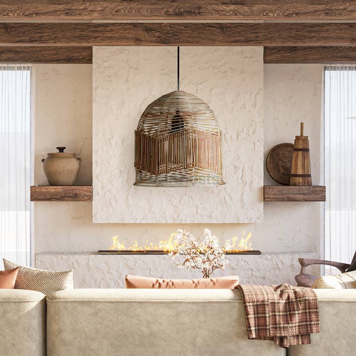 heartnests - Vente Lustre/Suspension - Lampe suspendue en rotin Avis. Décor bohème. Luminaire suspendu en osier