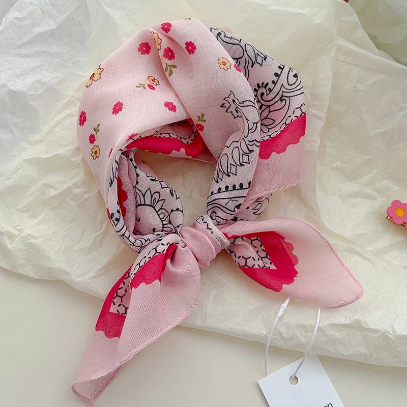 MKS America - Wholesale Bandana - Women's - pink fairy tale Floral Bandana Square scarf4