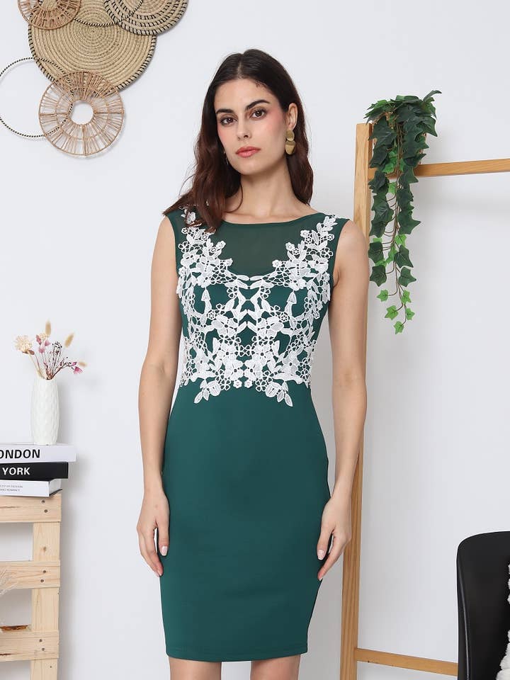 Guipure bodycon dress D6027 for wholesale by KICHIC