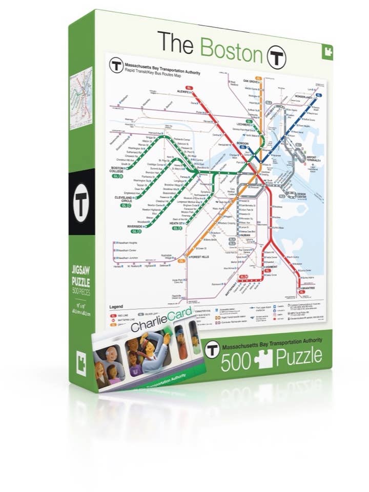 Boston T Map - 500 Piece Jigsaw Puzzle for wholesale by New York Puzzle Company