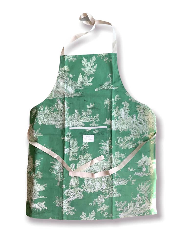 Delantal para adulto - Jouy de Fruits verde oscuro para venta al por mayor de Bazar Atelier Sablon