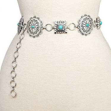 Andrea Bijoux – Großhandel Gürtel – Damen – RUNDER QUADRATISCHER GÜRTEL AUS GEÄTZTEM METALL3