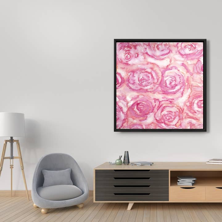 Rosa Ramo de rosas en | impresión enmarcada en lienzo 36 «x 36" de venta al por mayor en Faire