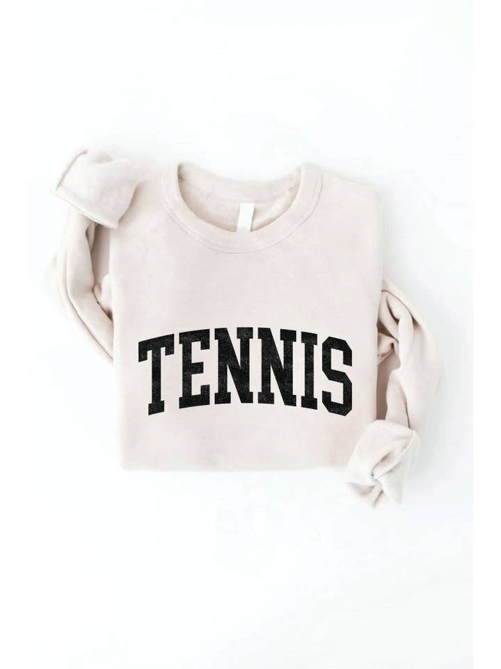 OAT COLLECTIVE – wholesale Sweatshirt med tryck - Dam – Unisex fleece-tröja med TENNIS-tryck, avslappnad passform