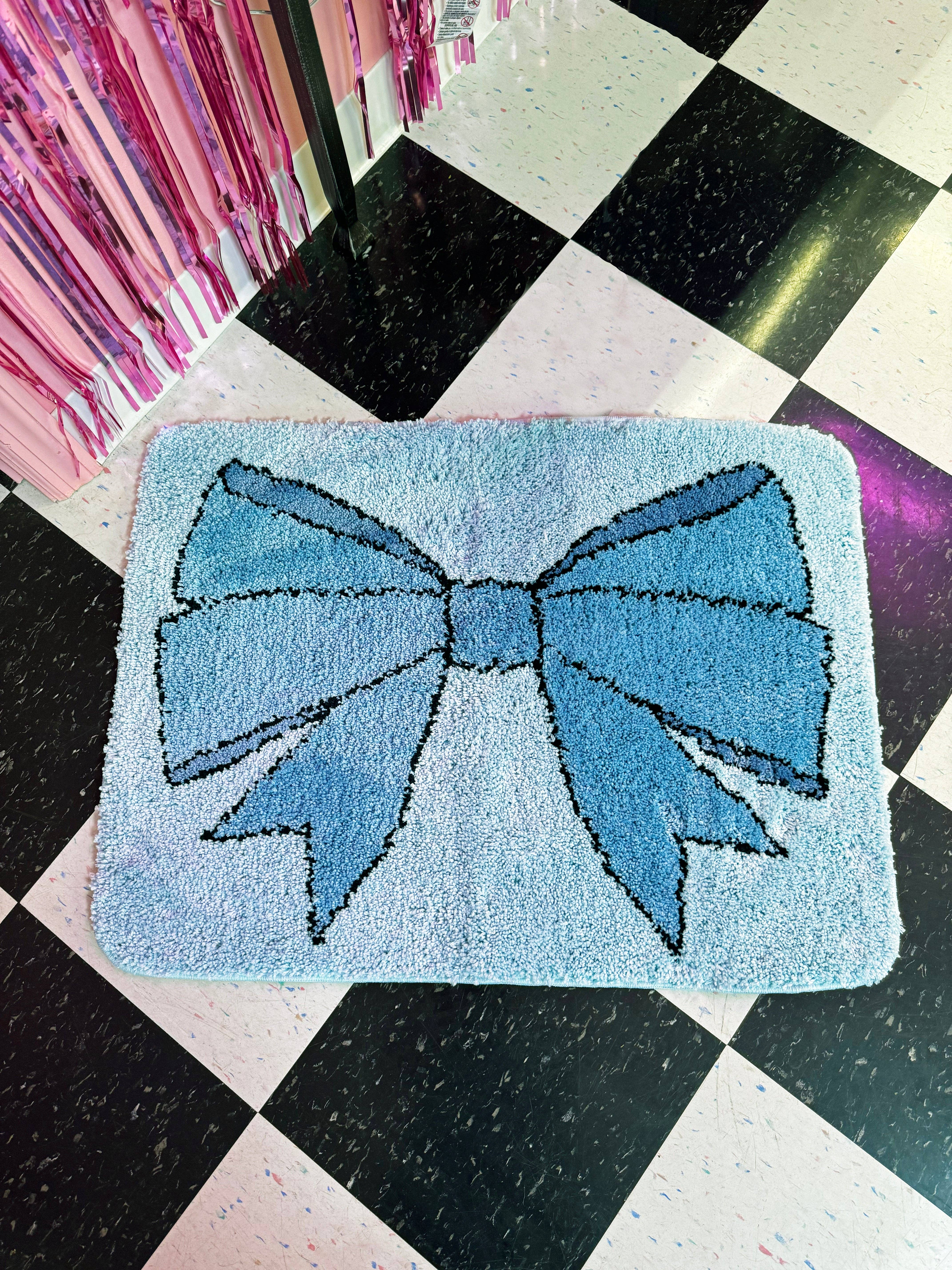 A Shop of Things - Wholesale Bath Mat - Blue Bow Design Polyester Bath Mat2