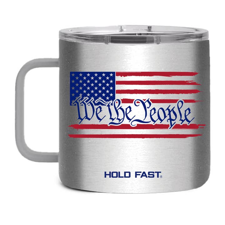 HOLD FAST 14 oz Stainless Steel Mug With Handle We The People for wholesale by Kerusso