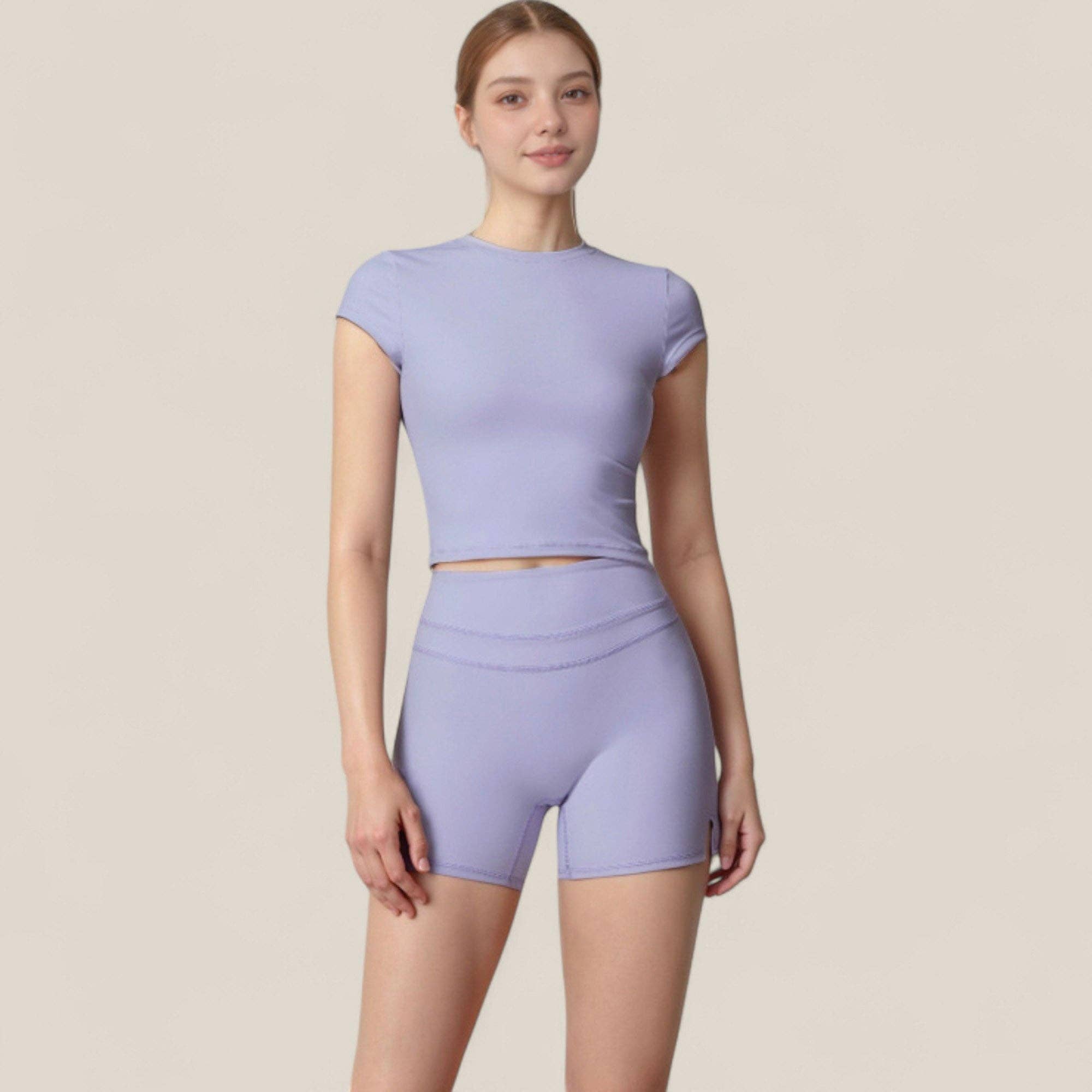 Active by Anna-Kaci - Wholesale Athletic Top - Women's - Fitted Crop Active Tee Short Sleeve Round Neck Stretch10