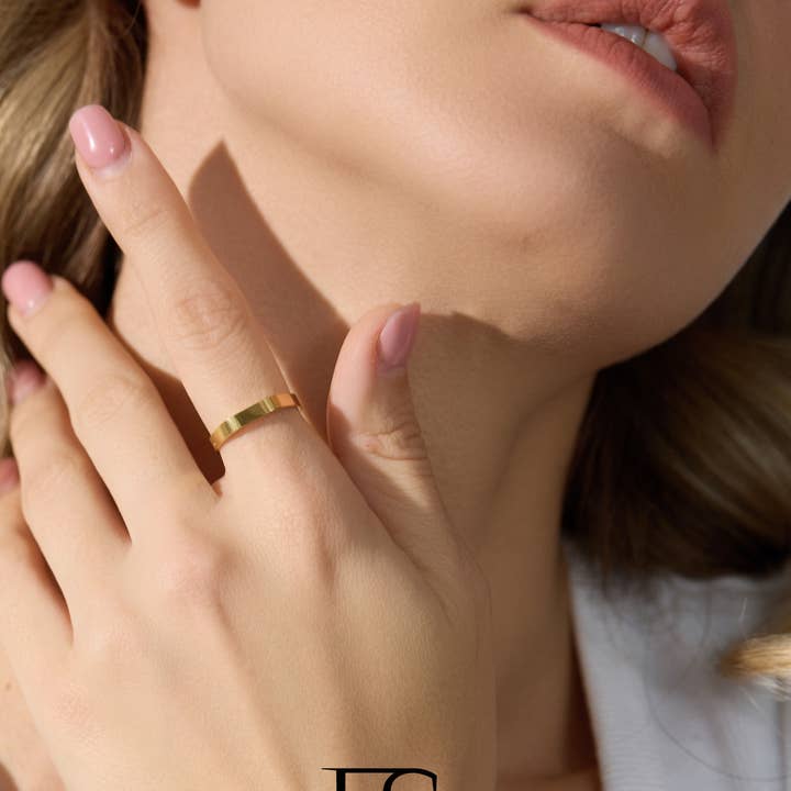 Furano Studio - Wholesale Band/Stacked Ring - 18K Gold Band ring, Vintage matte gold minimalist ban