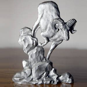 Schumann Sculpture - Wholesale Sculpture - Big Horn Sheep Pewter Figurine, Wildlife Sculpture, Table Top Sculpture1