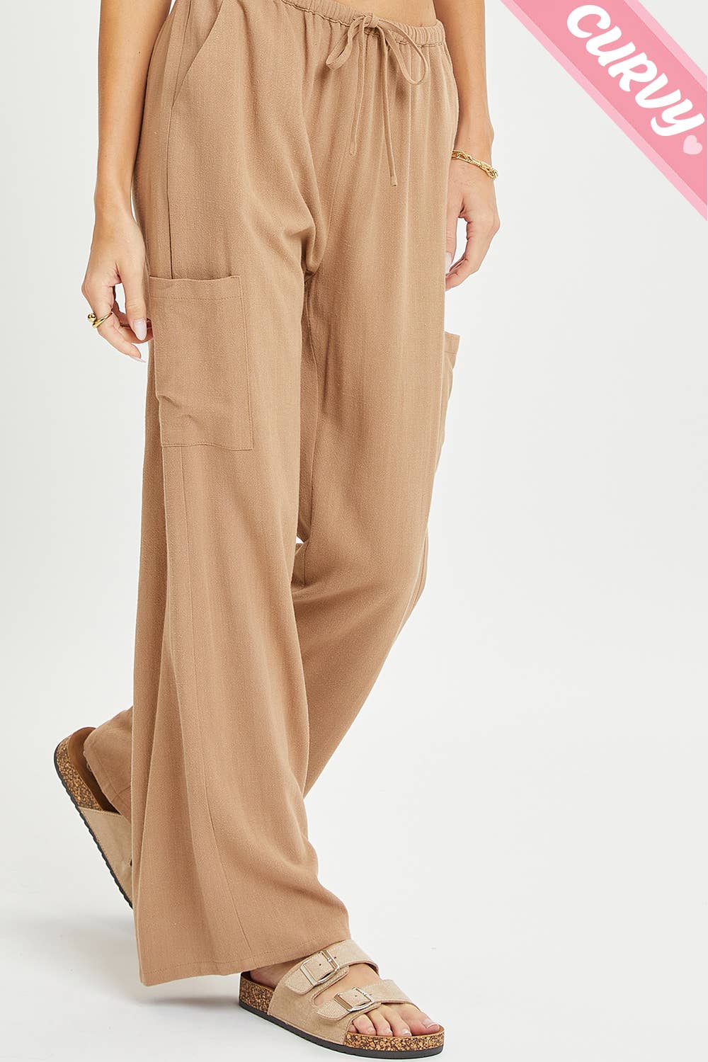 Sweet Lovely by Jen - Wholesale Pants - Women's - PLUS SIZE LINEN- BLEND PULL-ON-PANTS45