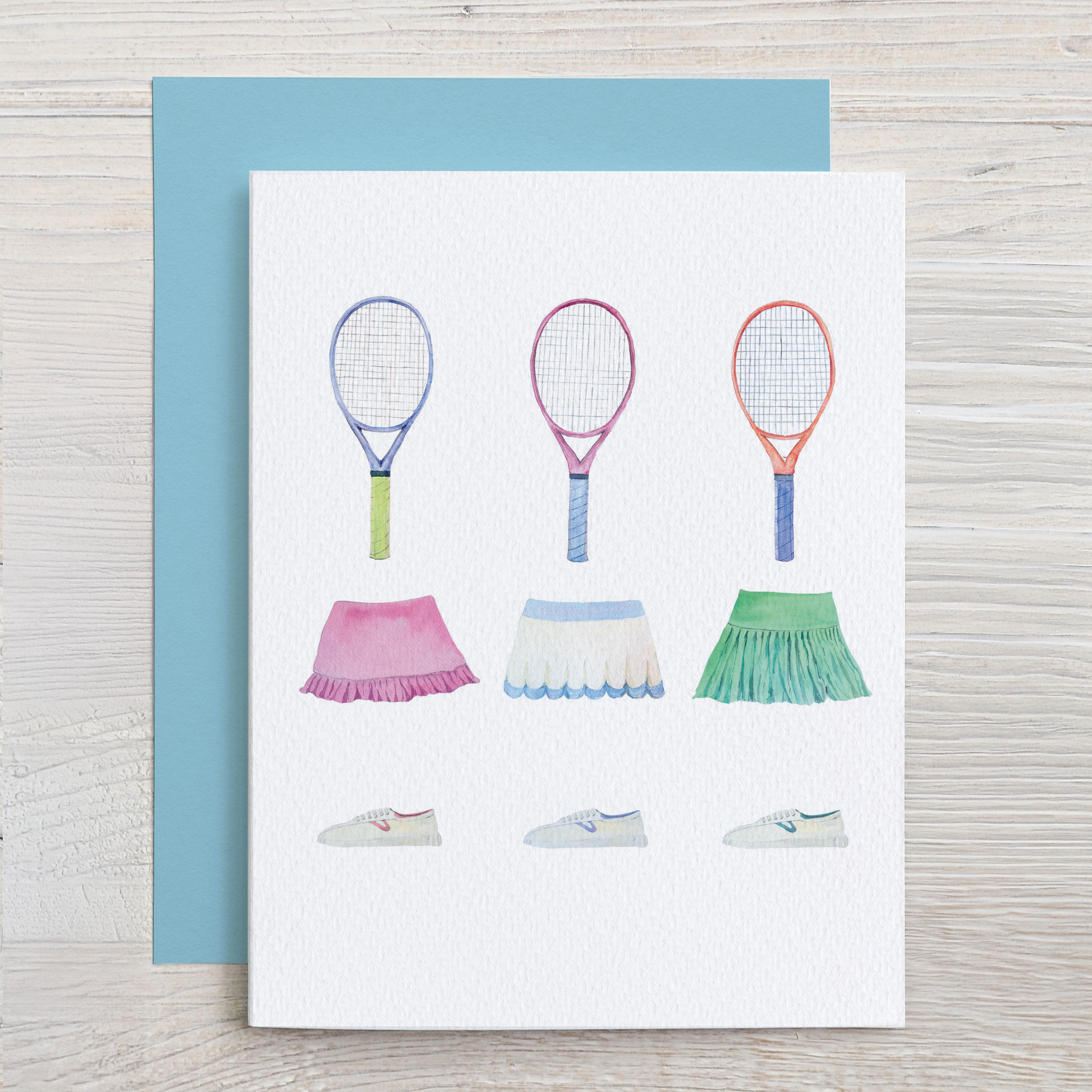 Waterline Studio - Wholesale Stationery/Notecard Set - Watercolor Tennis Stationery Set: 6 Assorted Note Cards6