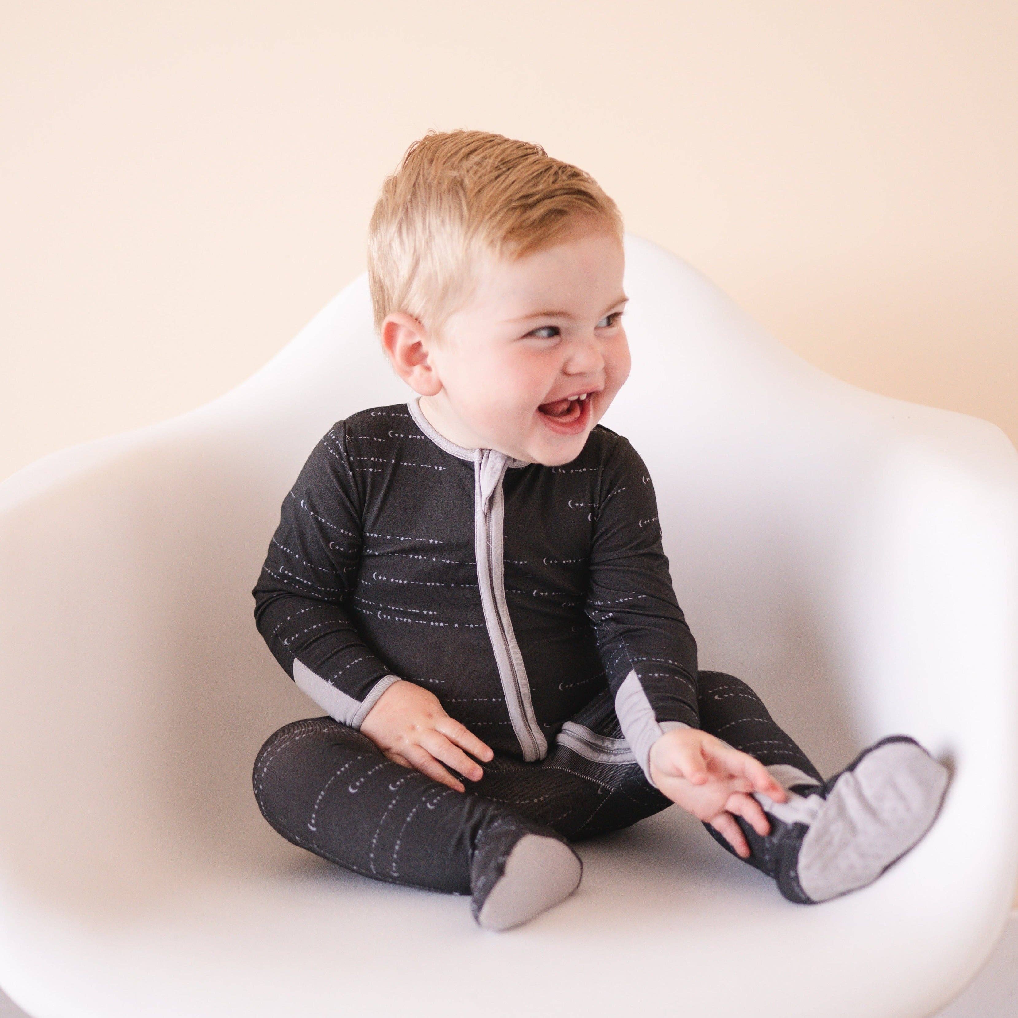 Will & Charlie Shop - Wholesale Sleepsuit - Baby - Love You To The Moon Bamboo Zipper Footie Baby Sleeper2